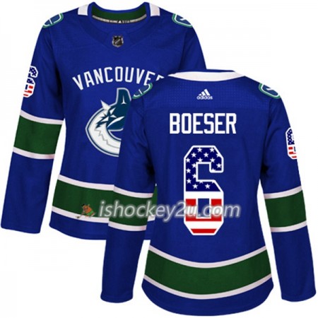 Dame NHL Vancouver Canucks Trøje Brock Boeser 6 Adidas 2017-2018 Blå USA Flag Fashion Authentic